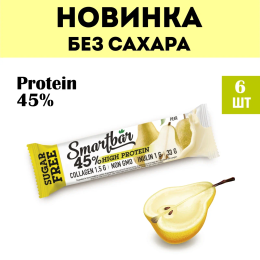Батончик протеиновый без сахара Smartbar Protein Pro 45% "Груша", 6 шт. х 33 г